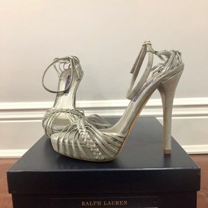 Ralph Lauren Jen Silver Metallic Suede Sandal